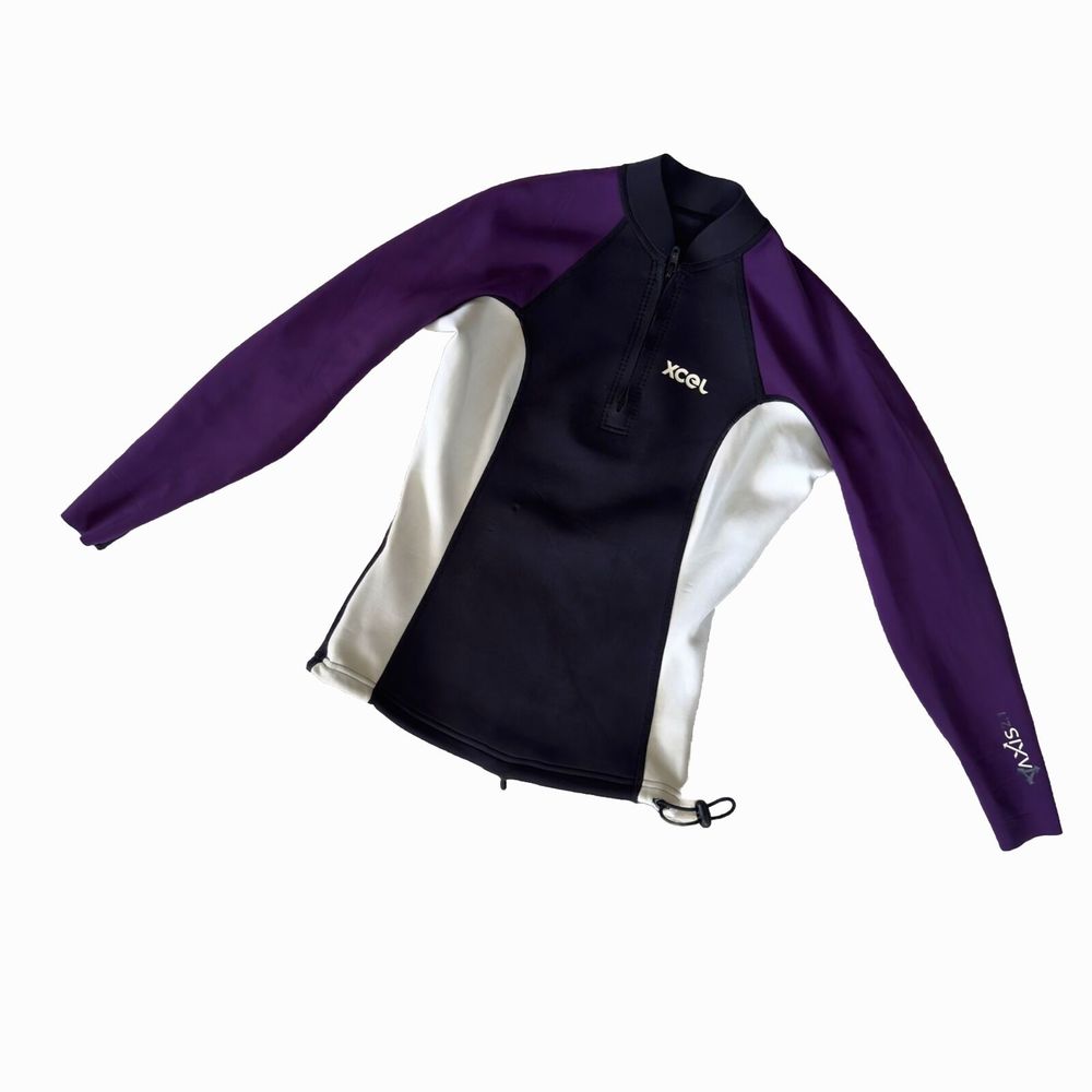 Xcel Axis 2 MM Wetsuit Top Women's Size 6 Black / Purple Quarter Zip